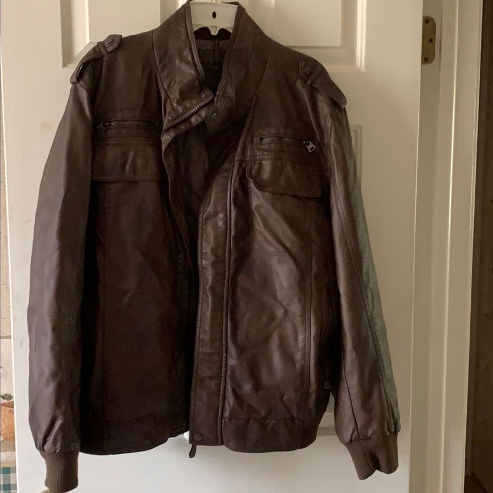 Men’s Calvin Klein brown leather jacket